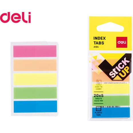 Σελιδοδείκτες DELI STICK UP 44x12mm 5x20 φύλλα σε διάφορα χρώματα