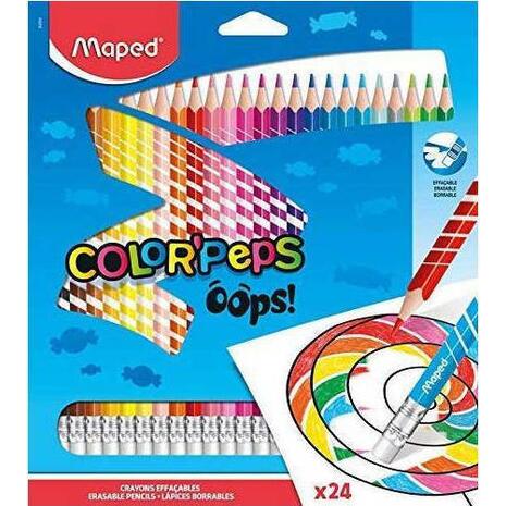 Ξυλομπογιές με γόμα MAPED Color'Peps Oops πακέτο 24 τεμαχίων (832824)