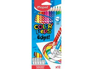 Ξυλομπογιές με γόμα MAPED Color'Peps Oops πακέτο 12 τεμαχίων (832812)