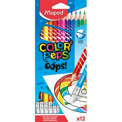 Ξυλομπογιές με γόμα MAPED Color'Peps Oops πακέτο 12 τεμαχίων (832812)