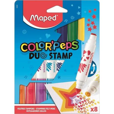 Μαρκαδόροι Maped Color'Peps διπλοί με σφραγίδα 8 Χρώματα