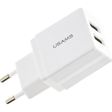 Φορτιστής τοίχου Usams 2x USB Wall Adapter Λευκό