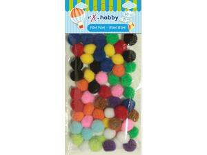 Σφουγγαράκια pom-pom eX-HOBBY χρωματιστά 1,5cm συσκευασία 60 τεμαχίων