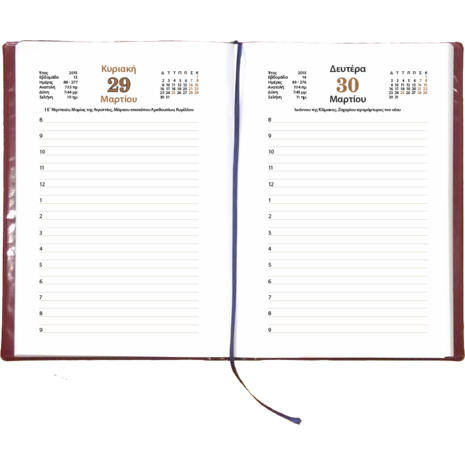 Ημερολόγιο ημερήσιο δετό Ωμέγα 17x25cm 2025 με πλαστικό κάλυμμα διάφορα χρώματα