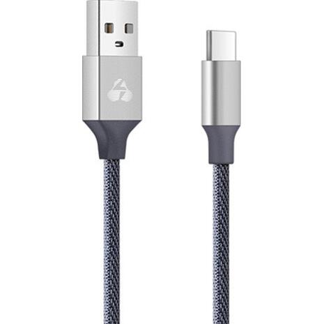 Καλώδιο USB POWERTECH Braided USB 2.0 Cable USB-C male - USB-A male Ασημί 1m (PTR-0052)