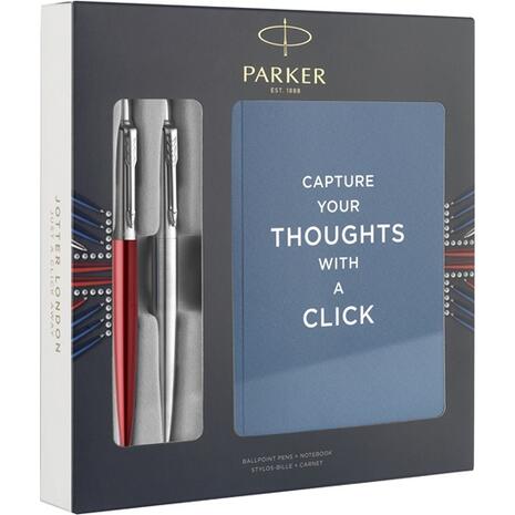 Σετ κασετίνα δώρου PARKER JOTTER CR Duo Red - Steel & Notebook
