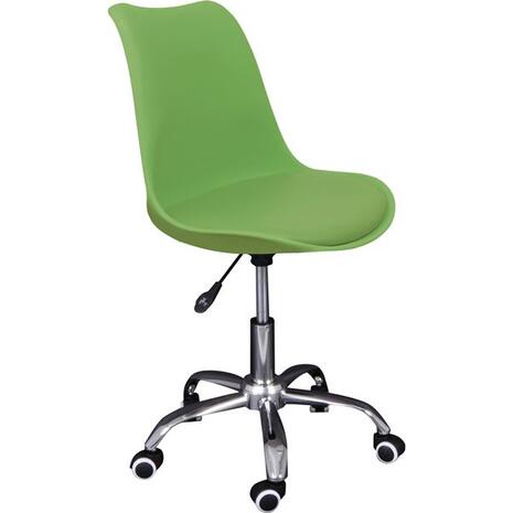 MARTIN Καρέκλα Γραφείου Χρώμιο PP Πράσινο, Μονταρισμένη Ταπετσαρία Pu Πράσινο Συσκ.1 (ΕΟ201,6W)