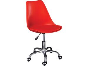 Καρέκλα γραφείου Martin Χρώμιο - PP Κόκκινο / Μονταρισμένη Ταπετσαρία Pu  [Ε-00022178] ΕΟ201,5W (1 τεμάχιο)