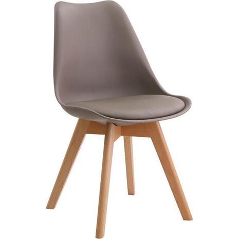 Καρέκλα MARTIN Ξύλο / PP SandBeige - Μονταρισμένη Ταπετσαρία