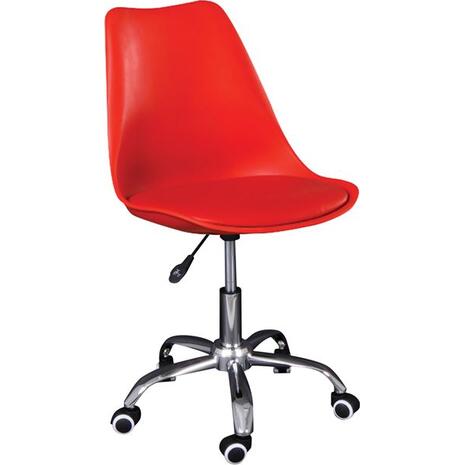 Καρέκλα Γραφείου MARTIN Χρώμιο - PP Κόκκινο / Μονταρισμένη Ταπετσαρία Pu Κόκκινο