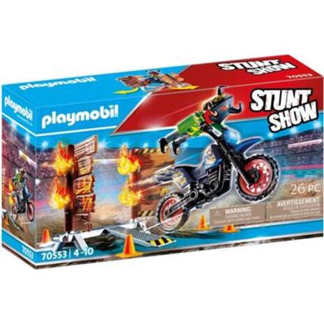 Playmobil Μηχανή Motocross Με Φλεγόμενο Τοίχο 70553