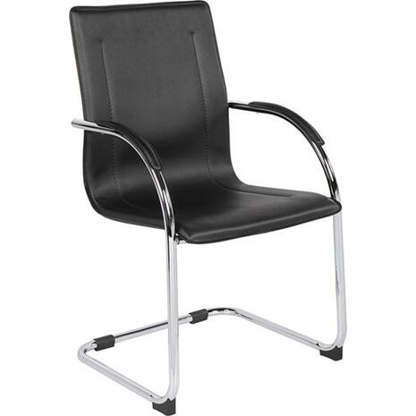 Καρέκλα επισκέπτη OMIKRON Μέταλλο Χρώμιο PVC Μαύρο [Ε-00001958] ΕΟ558,10 (1 τεμάχιο) (Μαύρο)