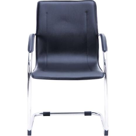 Καρέκλα επισκέπτη OMIKRON Μέταλλο Χρώμιο PVC Μαύρο [Ε-00001958] ΕΟ558,10 (1 τεμάχιο) (Μαύρο)