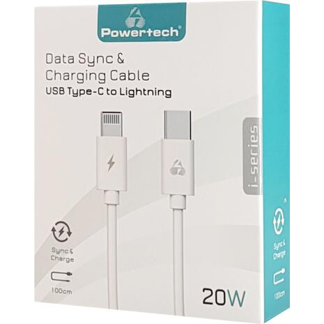 Καλώδιο USB POWERTECH Type C σε Lightning 20W 3A 1m λευκό