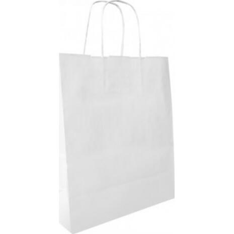 Χάρτινη σακούλα δώρου 35x26x12cm με στριφτό χερούλι (Λευκό)