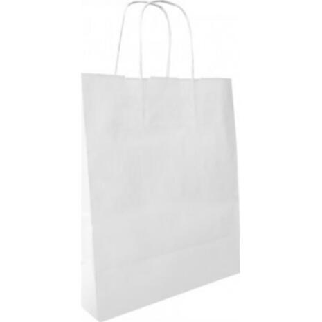 Χάρτινη σακούλα δώρου 41x32x12cm λευκή με στριφτό χερούλι (Λευκό)