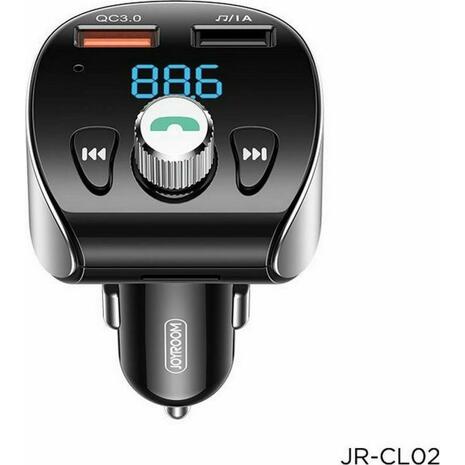 JOYROOM FM transmitter με οθόνη JR-CL02, 2x USB, SD card, 18W, μαύρο | JR-CL02-BK