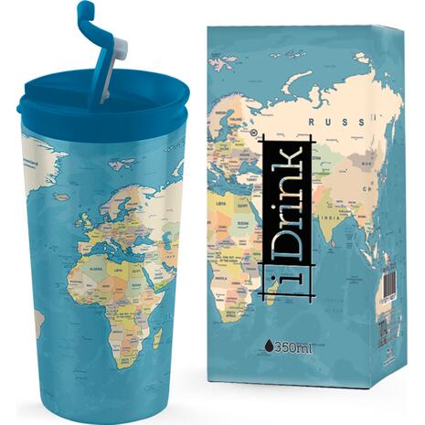 Kούπα θερμός i drink id0217 travel mug 350ml blue map