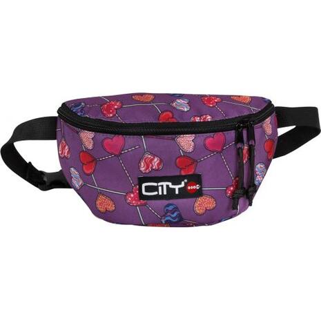 Τσαντάκι μέσης μπανάνα CITY  Lyc Sac Cute Hearts Μωβ (Art.82174)