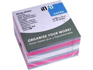 Αυτοκόλλητα χαρτάκια σημειώσεων INFO pastel pink-lila 75x75mm 450 φύλλα (Διάφορα χρώματα)