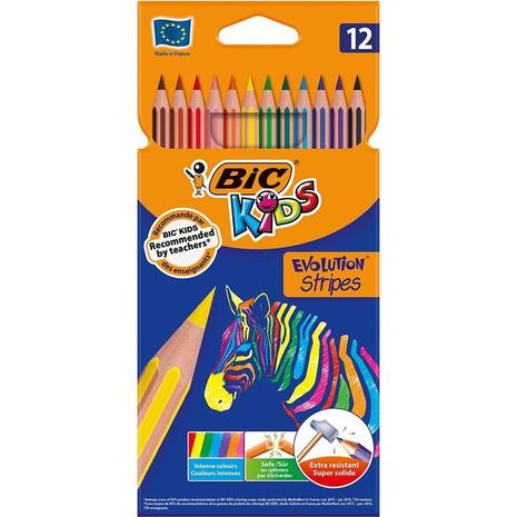 Ξυλομπογιές BIC Kids Evolution stripes σετ 12 τεμάχια (9505221)