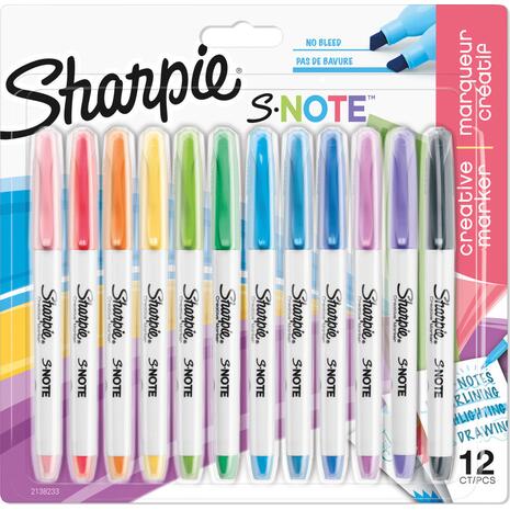 Σετ μαρκαδόροι ανεξίτηλοι Sharpie S-Notes Markers Blister 12 χρώματα  (Διάφορα χρώματα)