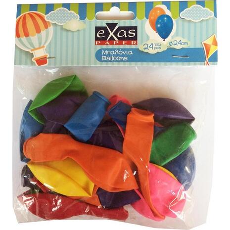 Μπαλόνια EXAS 24cm σε διάφορα χρώματα (συσκευασία 24 τεμαχίων)