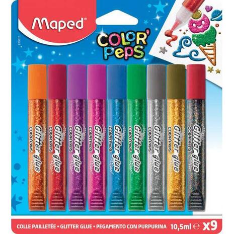 Κόλλες υγρές glitter glue Maped 10.5mlx9 χρώματα