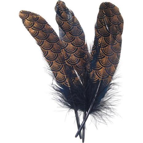 Φτερά μαύρο-χρυσό 16cm (συσκευασία 10 τεμαχίων)