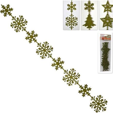 Χριστουγεννιάτικη γιρλάντα πράσινη "νιφάδες" από τσόχα μήκους 1m σε blister