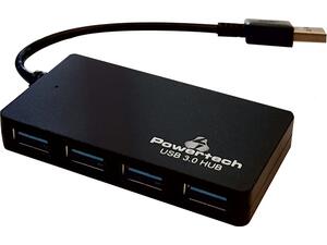 USB 3.0 Hub, POWERTECH 4 Ports, DC port, μαύρο