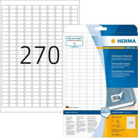 Ετικέτες αυτοκόλλητες HERMA 17.8x10mm Νο10000 (Λευκό)