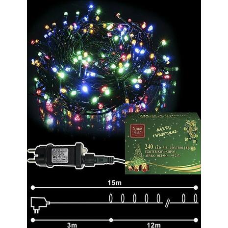 240 Χριστουγεννιάτικα Λαμπάκια LED Πολύχρωμα 15m (93-2374)