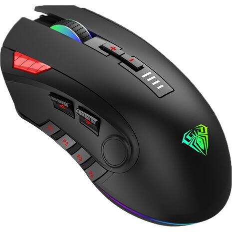 Ενσύρματο ποντίκι gaming AULA Fire H512, 5000DPI, 12 πλήκτρα, RGB, μαύρο