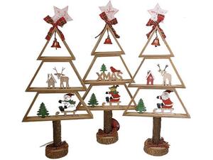 Χριστουγεννιάτικο επιτραπέζιο διακοσμητικό δέντρο ξύλινο XMAS 50εκ. κοκτέιλ 3 σχέδια (24463)