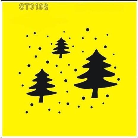 Στένσιλ πλαστικό "Χριστουγεννιάτικα δέντρα" 16x16εκ. (ST0108A) (25289)