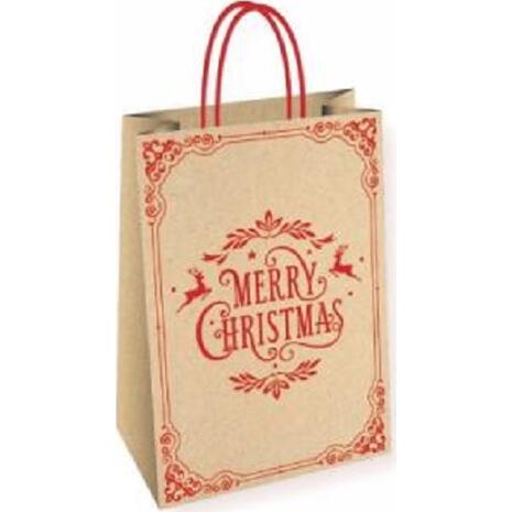 Χάρτινη σακούλα δώρου 18x8x20cm green χριστουγεννιάτικα σχέδια (Διάφορα χρώματα)