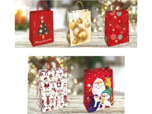 Χάρτινη σακούλα δώρου 21x8x26cm χριστουγεννιάτικα σχέδια (Διάφορα χρώματα)