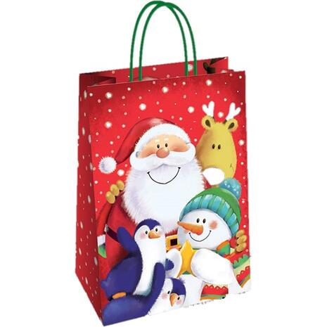 Χάρτινη σακούλα δώρου 21x8x26cm χριστουγεννιάτικα σχέδια (Διάφορα χρώματα)