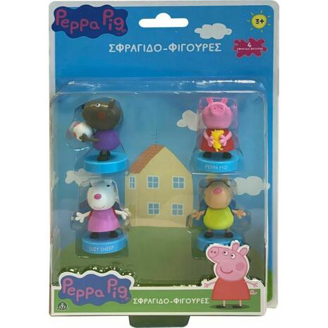 Peppa Pig Pack Hero Mania Giochi Preziosi φιγούρες σφραγίδες διάφορα σχέδια (4 φιγούρες)