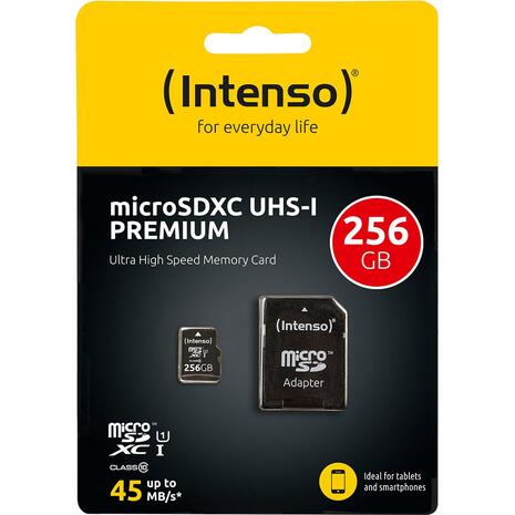 Κάρτα Μνήμης Intenso 256GB Micro SD - UHS-I - PREMIUM