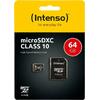 Κάρτα Μνήμης Micro SD Card Intenso 64GB Class 10 Incl.Adaptor