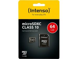 Κάρτα Μνήμης Micro SD Card Intenso 64GB Class 10 Incl.Adaptor