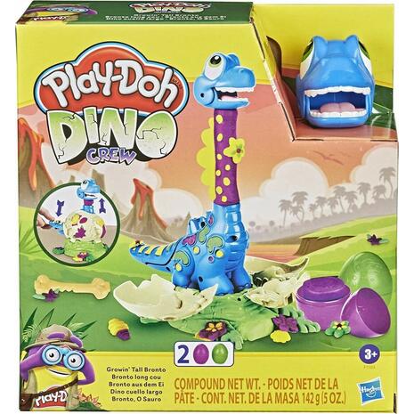 Play-Doh πλαστελίνη παιχνίδι Dino Crew Growin Tall Bronto (συσκευασία 2 τεμαχίων) F1503