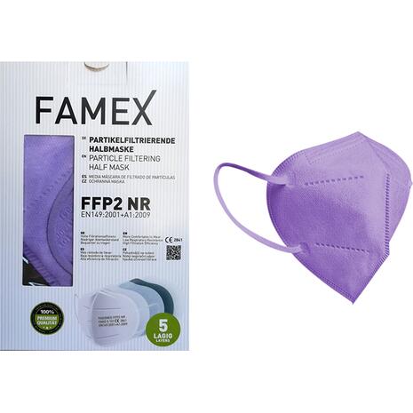 Μάσκα υψηλής προστασίας FAMEX FFP2 N95 PFE≥95% μωβ (1 τεμάχιο)