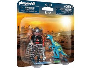 Playmobil Duo Pack Velociraptor with Dino Catcher Βελοσιράπτορας και κυνηγός δεινοσαύρων (70693)