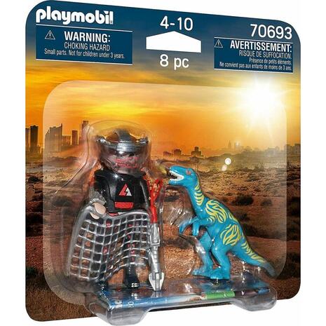 Playmobil Duo Pack Velociraptor with Dino Catcher Βελοσιράπτορας και κυνηγός δεινοσαύρων (70693)