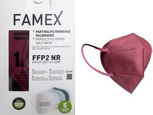 Μάσκα υψηλής προστασίας FAMEX FFP2 N95 PFE≥95% μπορντό (1 τεμάχιο)