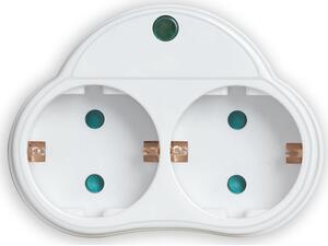 Αντάπτορας ρεύματος POWERTECH PT-818, 2x schuko, 250V 16A, λευκός με προστασία υπέρτασης