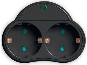Αντάπτορας ρεύματος POWERTECH PT-819, 2x schuko, 250V 16A, μαύρος με προστασία υπέρτασης